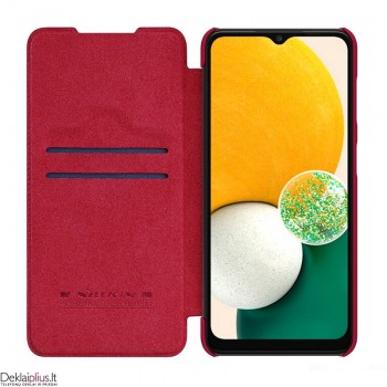 Odinis Nillkin qin atverčiamas dėklas - raudonas (telefonams Samsung A13 5G/A04S)